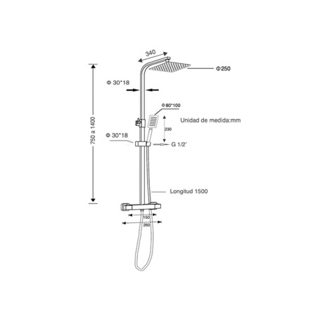 Columna Ducha Boal Con Rociador