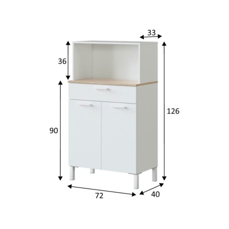 Mueble Auxiliar Cocina Fast Roble Canadian Blanco