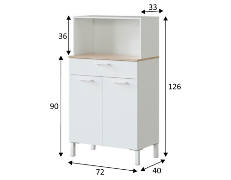 Mueble Auxiliar Cocina Fast Roble Canadian Blanco