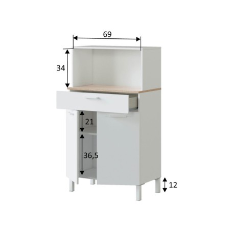 Mueble Auxiliar Cocina Fast Roble Canadian Blanco