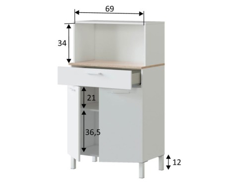 Mueble Auxiliar Cocina Fast Roble Canadian Blanco
