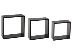 Juego 3 Estantes Cubo Pared Negro