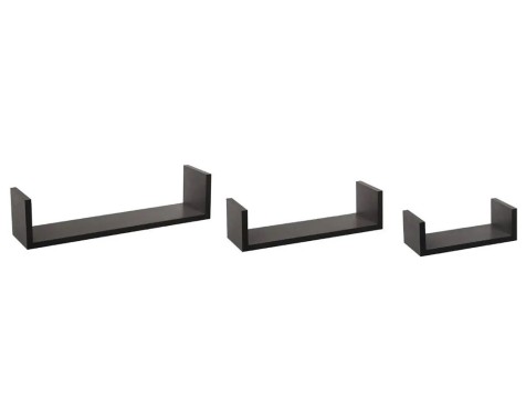 Juego 3 Estantes Pared Forma U Negro