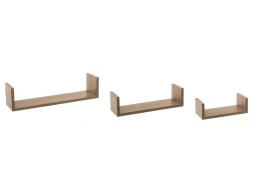 Juego 3 Estantes Pared Forma U Roble Natural