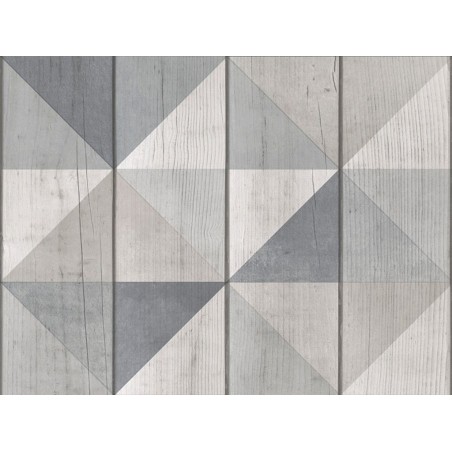Papel Pintado Geométrico Madera Gris