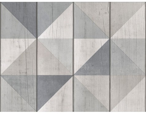 Papel Pintado Geométrico Madera Gris