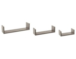 Juego 3 Estantes Pared Forma U Roble Gris