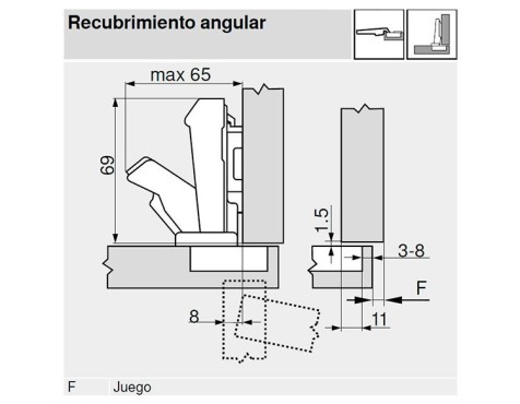 Bisagra Blum 71T6550 Clip Top Recta