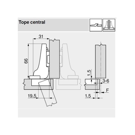 Bisagra Blum 75T1650 Clip Top Acodada