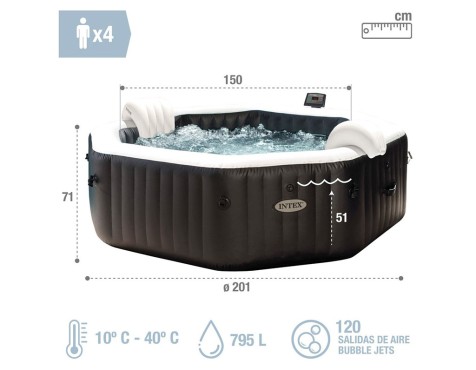 Spa Hinchable Jet & Bubble Deluxe Negro