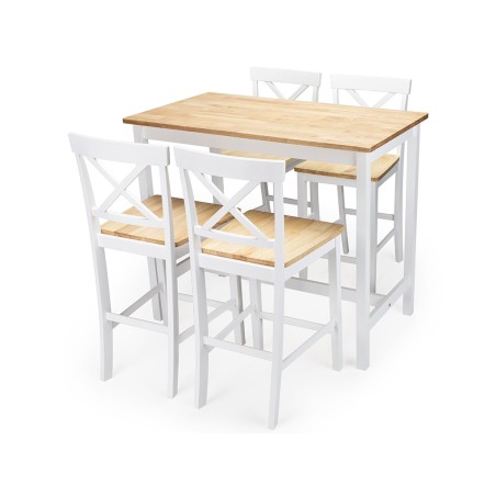 Mesa Cocina Alta De Madera Roble/Blanca
