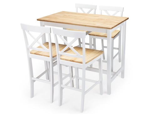 Mesa Cocina Alta De Madera Roble/Blanca