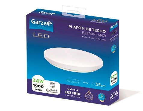 Plafón Led Redondo Garza Extraplano Luz Fría