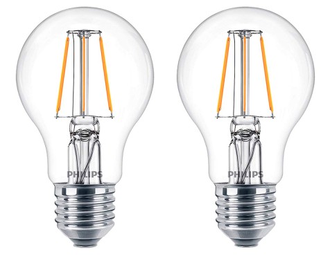 Bombilla Led Estándar Filamento Philips Cálida 2un