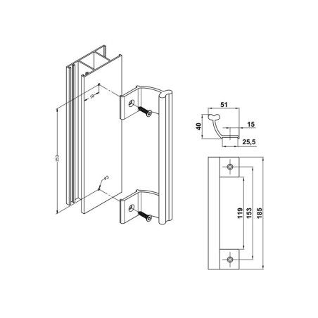 Tirador Porta Amig 3040 Alumini