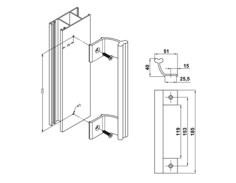 Tirador Porta Amig 3040 Alumini