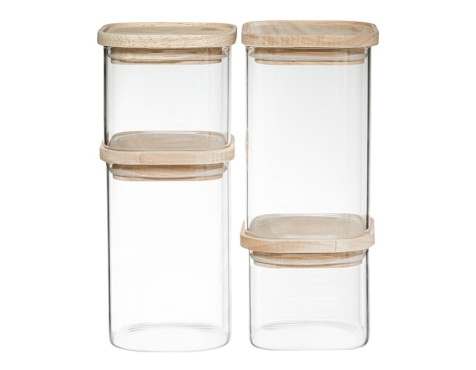 Pots De Vidre Apilables Amb Tapa (4un)