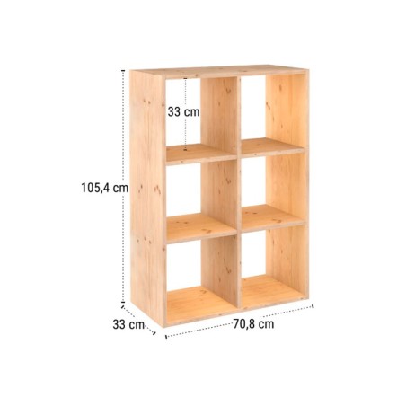 Estanteria 3X2 Cubos Dina Pino Macizo