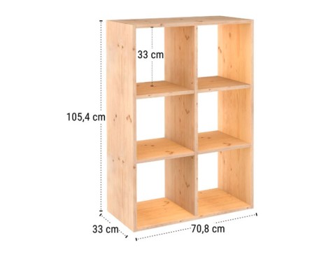 Estanteria 3X2 Cubos Dina Pino Macizo