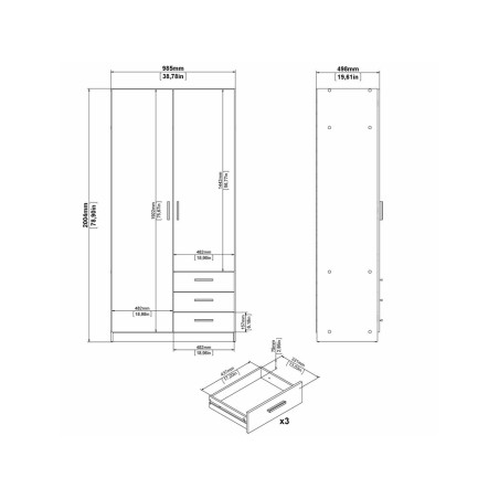 Armari Roba 2 Portes + 3 Calaixos Lars Roure