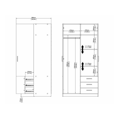Armari Roba 2 Portes + 3 Calaixos Lars Roure