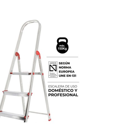 Escalera De Aluminio Rolser Única 3 Peldaños