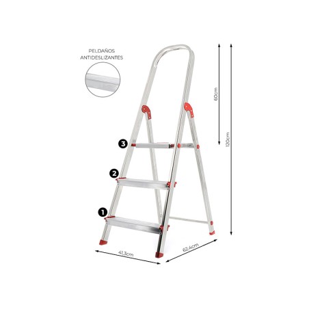 Escalera De Aluminio Rolser Única 3 Peldaños