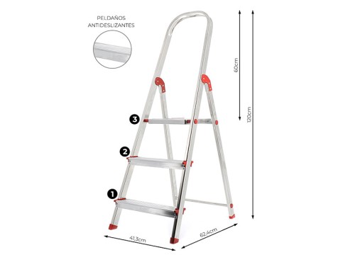 Escalera De Aluminio Rolser Única 3 Peldaños
