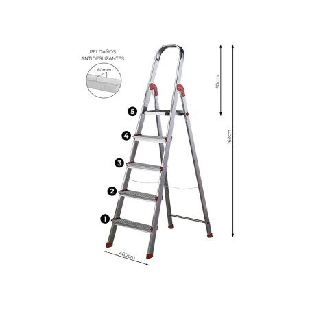 Escalera De Aluminio Rolser Única 5 Peldaños