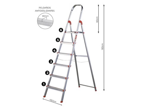 Escala D'alumini Rolser Única 6 Esglaons