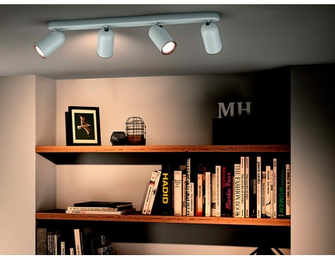 Regleta 4 Focos Led Philips Pongee Blanco