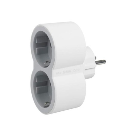 Adaptador 2 Tomas Blanco Gris