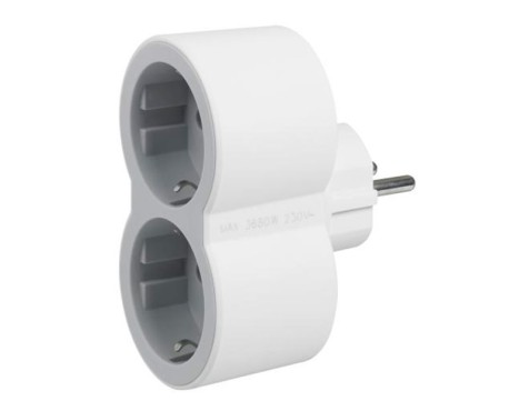 Adaptador 2 Tomas Blanco Gris