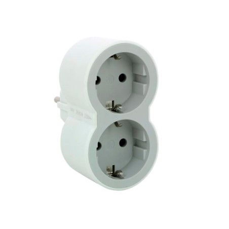 Adaptador 2 Tomas Blanco Gris