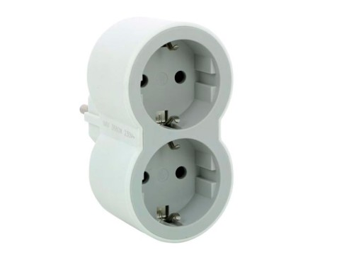 Adaptador 2 Tomas Blanco Gris