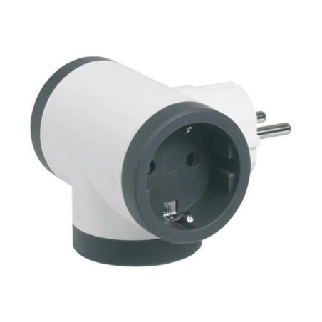 Adaptador Lateral Premium 3 Tomas Blanco-Negro