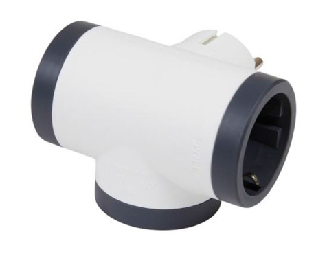 Adaptador Lateral Premium 3 Tomas Blanco-Negro