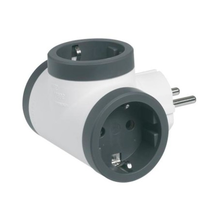 Adaptador Lateral Premium 3 Tomas Blanco-Negro