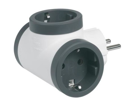 Adaptador Lateral Premium 3 Tomas Blanco-Negro