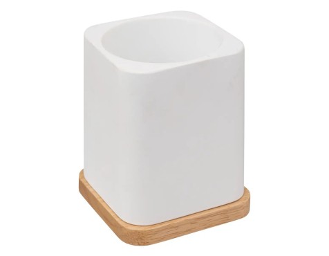 Escobilla Baño Natureo Bambú Y Blanco