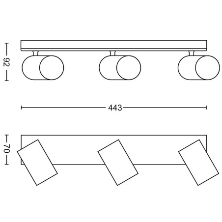 Regleta 3 Focus Philips Kosipo Negre