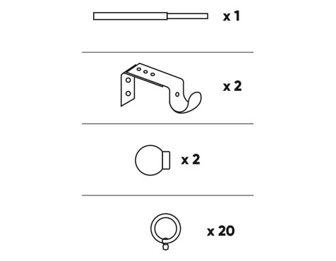 Kit Barra Extensible Cortina Aros Negra