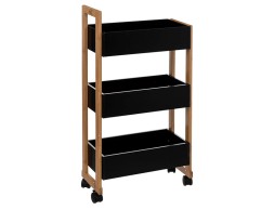 Carrito Baño Con Ruedas 3 Estantes Natureo Negre