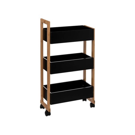 Carrito Baño Con Ruedas 3 Estantes Natureo Negre