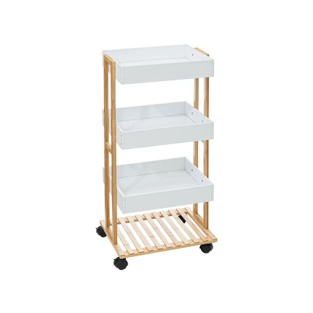 Carro Bany Amb Rodes 4 Prestatges Natureo Blanc