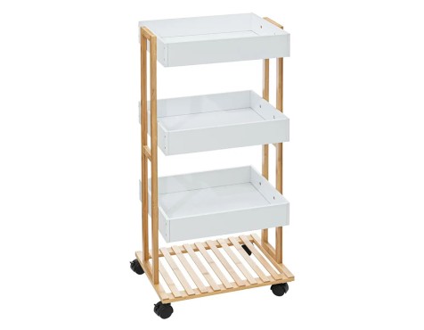 Carro Bany Amb Rodes 4 Prestatges Natureo Blanc