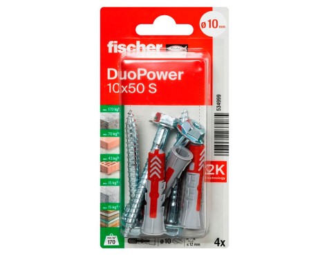 Tornillo Hexagonal + Taco Duopower 10X50 S (4un)