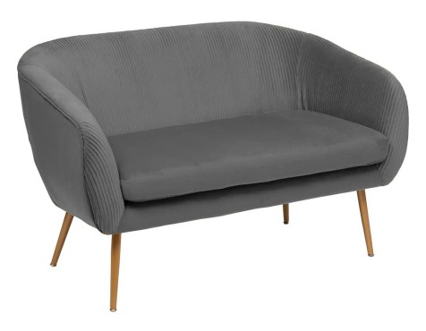 Sofà 2 Places Vellut Leif Gris