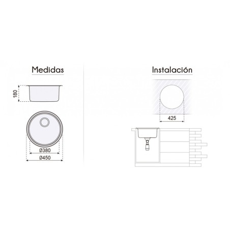 Aigüera Oslo Rodona 1 Cubeta Inoxidable
