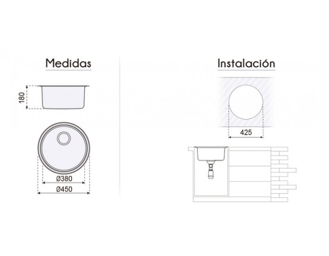 Aigüera Oslo Rodona 1 Cubeta Inoxidable
